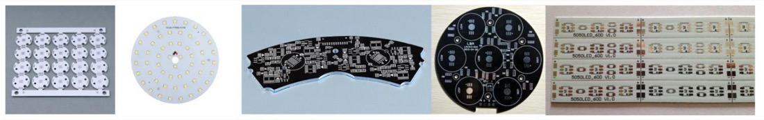 激光切割样品:铝基板、圆形LED板、异形MCPCB、LED灯条板